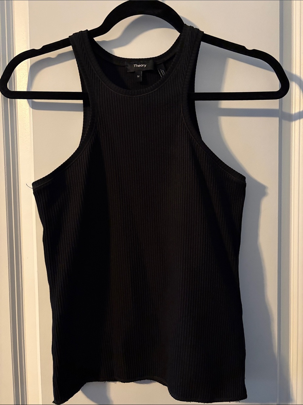 Theory Black Ribbed Racerback Tank NWOT SZ M